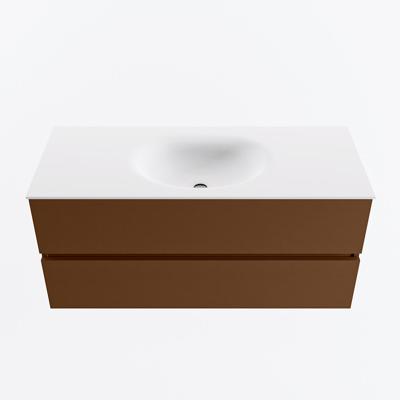 MONDIAZ VICA 110cm badmeubel onderkast Rust 2 lades. Wastafel MOON midden 1 kraangat, kleur Talc.