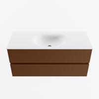 MONDIAZ VICA 110cm badmeubel onderkast Rust 2 lades. Wastafel MOON midden 1 kraangat, kleur Talc. - thumbnail