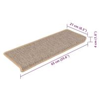 VidaXL Trapmatten zelfklevend 15 st sisal-look 65x21x4 cm lichtbeige - thumbnail