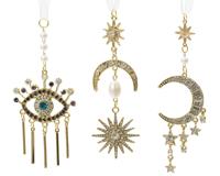 Hangdeco metaal met glitters Maan-Zon - thumbnail