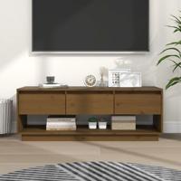 Tv-meubel 110,5x34x40 cm massief grenenhout honingbruin - thumbnail