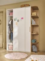 Kast met 2 schuifdeuren + bibliotheek JAPI wit - thumbnail