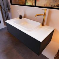 Badkamermeubelset Mondiaz Erin 100 cm met 1 Lade met RIDGE Wastafel Midden Talc met 1 kraangat Greeploos Mat Urban - thumbnail