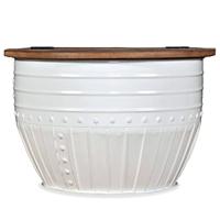 Salontafel tonvormig massief gerecycled hout wit - thumbnail