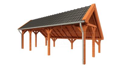 Trendhout Kapschuur de Hoeve XL 815x440 cm- Kapschuurdak- Onbehandeld lariks Douglas hout- Trendhout