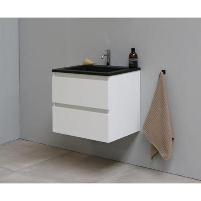 On-Line Onderkast - 60 cm - Voorgemonteerd - Ladestructuur - Acryl Wastafel - 1 Kraangat - Hoogglans Wit