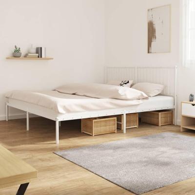 Bedframe met hoofdbord metaal wit 193x203 cm Bedframe met hoofdbord metaal wit 193x203 cm