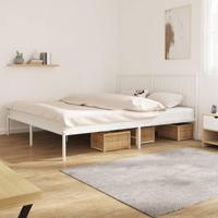Bedframe met hoofdbord metaal wit 193x203 cm - thumbnail