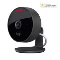 Logitech Circle View-beveiligingscamera met draad, groothoeklens van 180°, 1080p, nachtzicht, 2-wegs audio, kantelen voor privacy, versleuteld en compatibel met veilige video in Apple HomeKit - Zwart - thumbnail