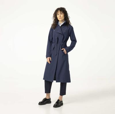 Trench Coat Long Regenjas Dames Deep Marine