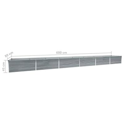 Plantenbak verhoogd 600x80x45 cm gegalvaniseerd staal grijs