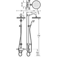 Regendoucheset Tres Clasic Thermostatische Opbouw Incl. Handdouche Doucheslang 170 cm Chroom - thumbnail