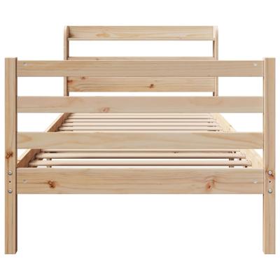 Bedframe met hoofdbord massief grenenhout 200x200 cm - thumbnail