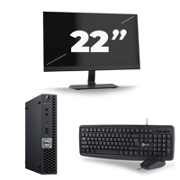Dell Optiplex 7070 Micro USFF - Intel Core i5-9e Generatie - 8GB RAM - 256GB SSD - Windows 11 + 1x 22 inch Monitor - thumbnail