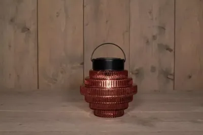 Solar glazen retro lamp roze 16x16 cm II Anna's Collection - Annas collection