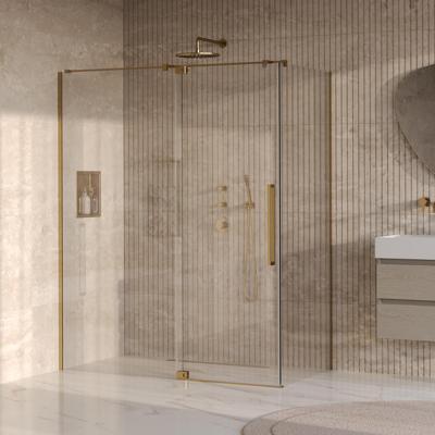 Brauer Stellar - Douchecabine met Draaideur - Helder Glas - 160x90x200 cm - Omkeerbaar - incl. Glascoating - PVD Goud Geborsteld