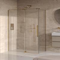 Brauer Stellar - Douchecabine met Draaideur - Helder Glas - 160x90x200 cm - Omkeerbaar - incl. Glascoating - PVD Goud Geborsteld - thumbnail