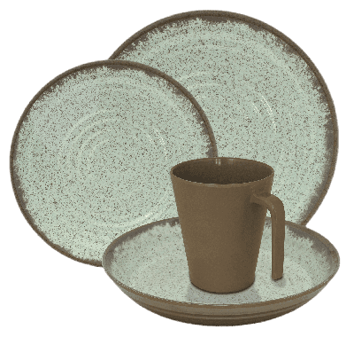 Eurotrail tafelservies Rock melamine groen/bruin 16-delig