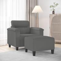 Fauteuil met voetenbank 60 cm microvezelstof donkergrijs - thumbnail