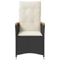 Tuinstoelen 2 st verstelbaar met kussens poly rattan zwart - thumbnail