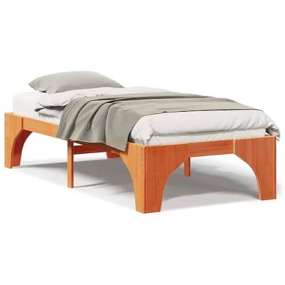 Bedframe met opslag Bruin 90 x 200 cm Massief grenenhout