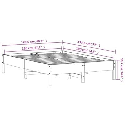 Bedframe zonder matras massief grenenhout wasbruin 120x190 cm