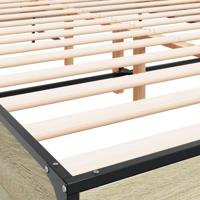 Bedframe bewerkt hout metaal sonoma eikenkleurig 160x200 cm - thumbnail