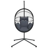 Hangstoel met standaard rattan en staal antracietkleurig - thumbnail