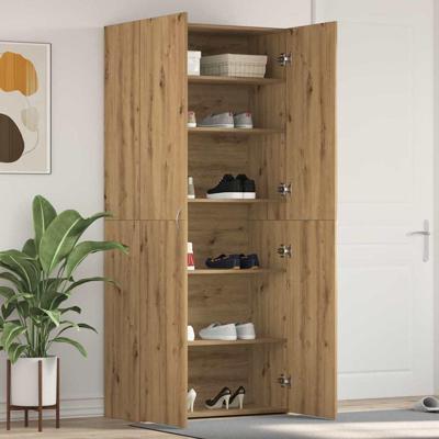 Schoenenkast met plank Bruin 80 x 35.5 x 180 cm Bewerkt hout