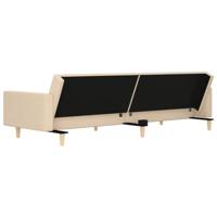 Slaapbank 2-zits met 2 kussens stof crmekleurig - thumbnail