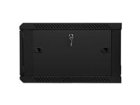 Lanberg wall-mounted installation rack cabinet 19'' 6U 600x600mm black (glass door) - thumbnail