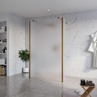 Fortifura Galeria Vrijstaande Inloopdouche - 120x200cm - Glas mat - antikalk - 8mm veiligheidsglas - 2 zijwanden 40cm - wandsteunen en hoekprofielen - Geborsteld koper PVD (Koper) SW927772 2x/SW797928/SW797921 2x/SW876703 2x - thumbnail