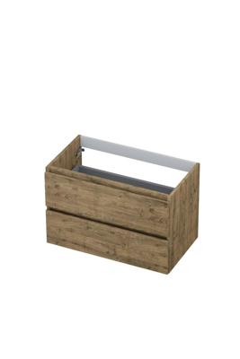 Onderkast INK 2 laden greeploos met houten keerlijst 80 cm x 45 cm x 52 cm Naturel eiken 1257123