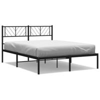 Bedframe met hoofdbord metaal zwart 160x200 cm - thumbnail