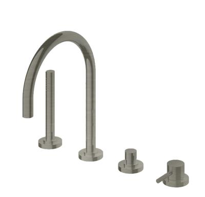 Badrandkraan Hotbath Buddy 1-hendel Mengkraan Compleet 4-gats Geborsteld Nikkel