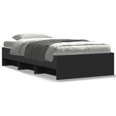 Bedframe bewerkt hout zwart 90x200 cm