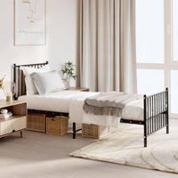 Bedframe met hoofd- en voeteneinde metaal zwart 75x190 cm - thumbnail