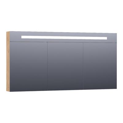 Brauer Promise Deluxe Spiegelkast - 140 cm - met Directe Verlichting - 3 Dubbelzijdige Spiegeldeuren - Forest Tan