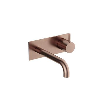 Hotbath Inbouw Wastafelkraan Met Achterplaat Cobber 18 cm Gebogen Uitloop 1-Hendel Geborsteld Koper PVD