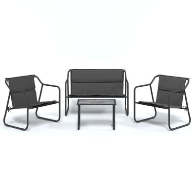 4-delige Loungeset met kussens staal antracietkleurig