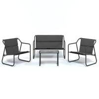 4-delige Loungeset met kussens staal antracietkleurig - thumbnail