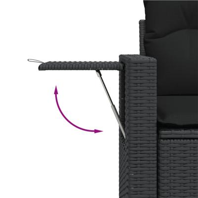 4-delige Loungeset met kussens poly rattan zwart - thumbnail