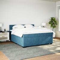 Boxspring met matras fluweel blauw 200x200 cm - thumbnail