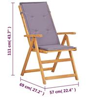 Tuinstoelen 2 st verstelbaar massief acaciahout bruin - thumbnail