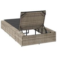 Ligbed met zwevend kussen poly rattan lichtgrijs - thumbnail