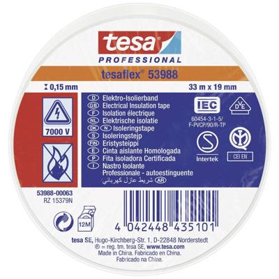 Tesa isolatietape wit 19mm 33mtr | 10 stuk stuks