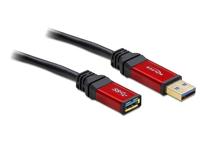 Delock 82752 USB-kabel USB 3.2 Gen1 (USB 3.0 / USB 3.1 Gen1) USB-A stekker, USB-A bus 1.00 m Rood, Zwart Vergulde steekcontacten - thumbnail