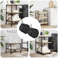 VidaXL Caster 2 pcs zwart en zilver 40,1 x 40,1 x 37,8 mm ijzer en pp - thumbnail