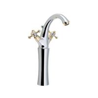 Wastafelmengkraan Sapho Antea 2-knop Gebogen Hoog 30 cm Chroom / Goud (incl. pop-up waste) - thumbnail