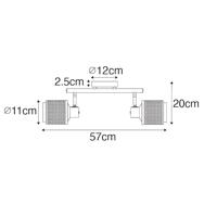 QAZQA Industriële spot zwart met goud 2-lichts - Kayden - thumbnail